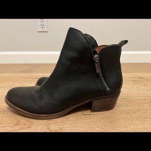 Black leather booties